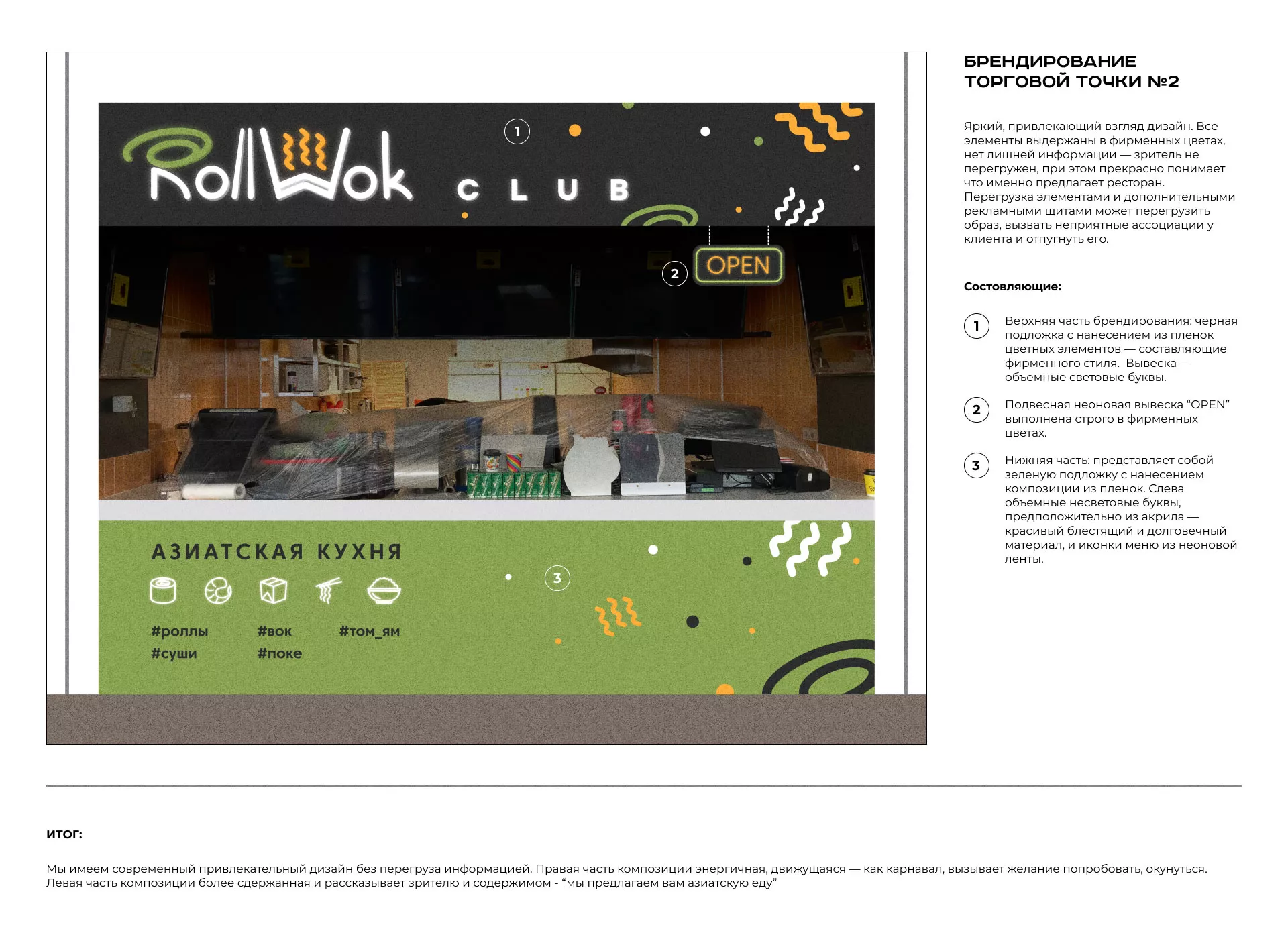 Брендирование торговых точек суши-бара «Roll Wok Club» в Самаре