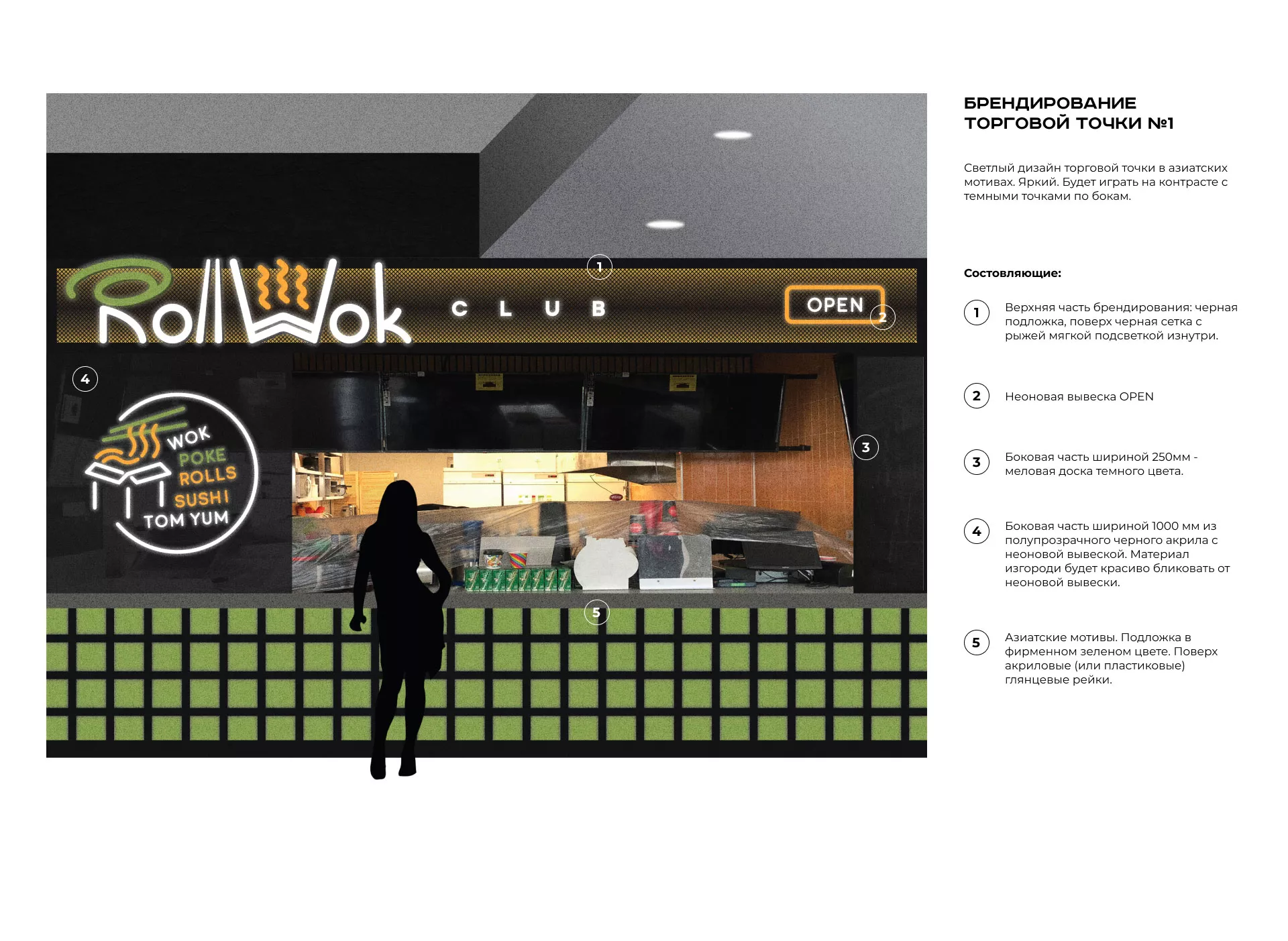 Брендирование торговых точек суши-бара «Roll Wok Club» в Самаре